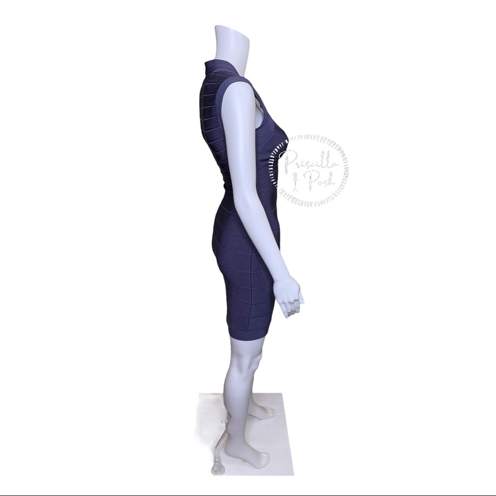 HERVÉ LÉGER Zip-front bandage dress indigo blue - Picture 11 of 16